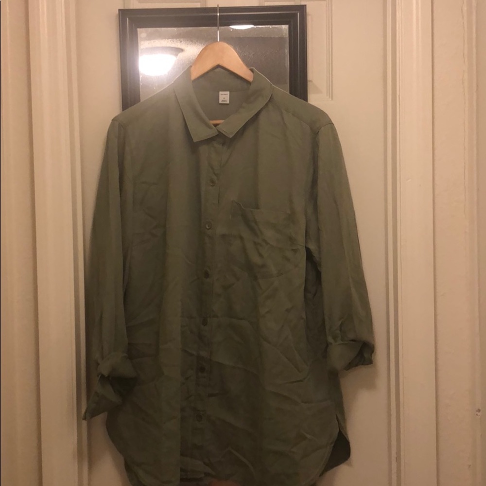 Army green long sleeve button down